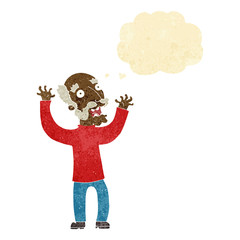 cartoon terrified old man with thought bubble