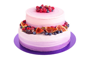 Obraz na płótnie Canvas Purple cake with fruit isolated on white