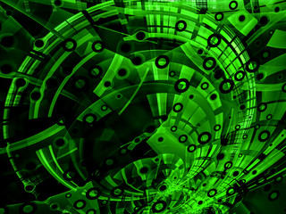 Abstract green tech-style image on black background