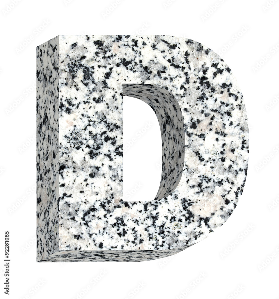 Fototapete one letter from granite alphabet set isolated over white. computer generated 3d photo rendering.