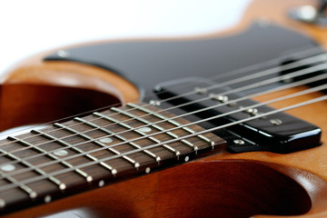 Fototapeta na wymiar Detail Gibson E-Gitarre Griffbrett