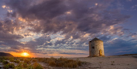 Fototapeta premium Old windmill ai Gyra beach, Lefkada