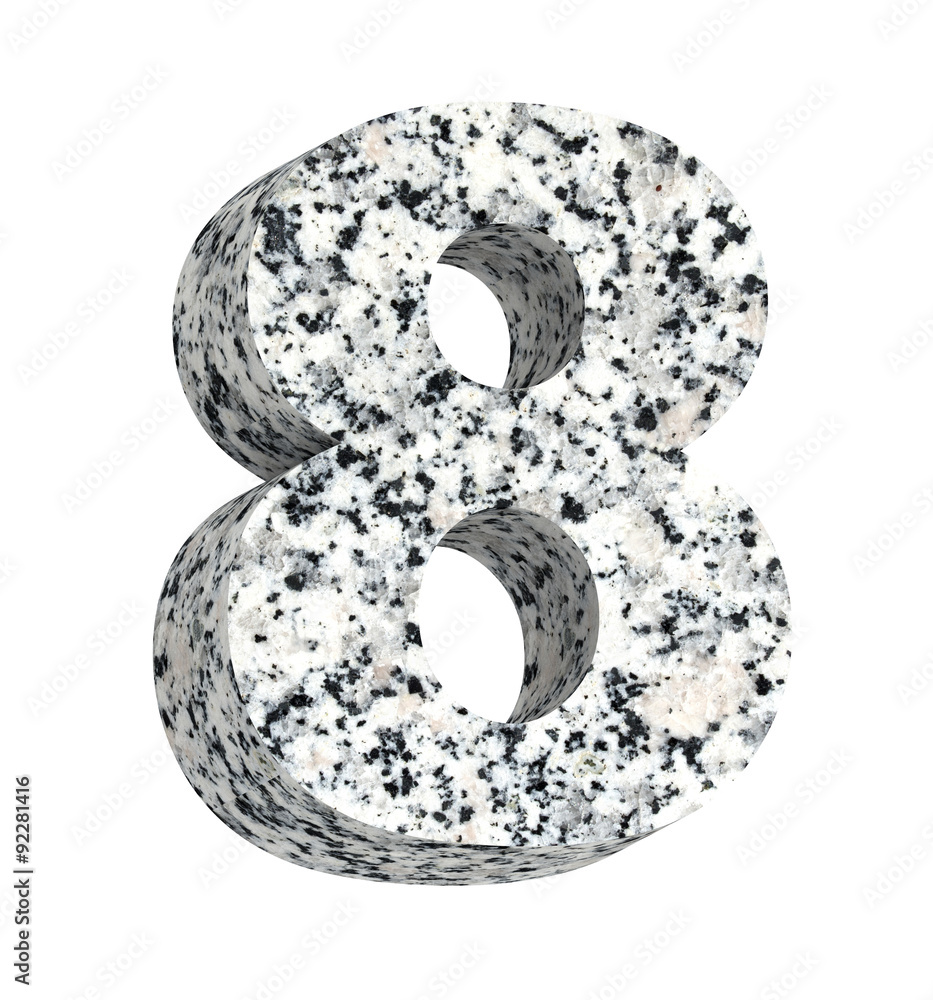 Fototapete number from granite alphabet set isolated over white. computer generated 3d photo rendering.