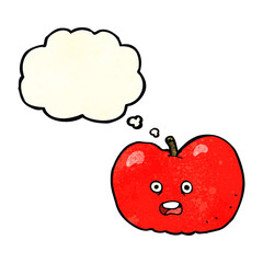 cartoon apple with thought bubble