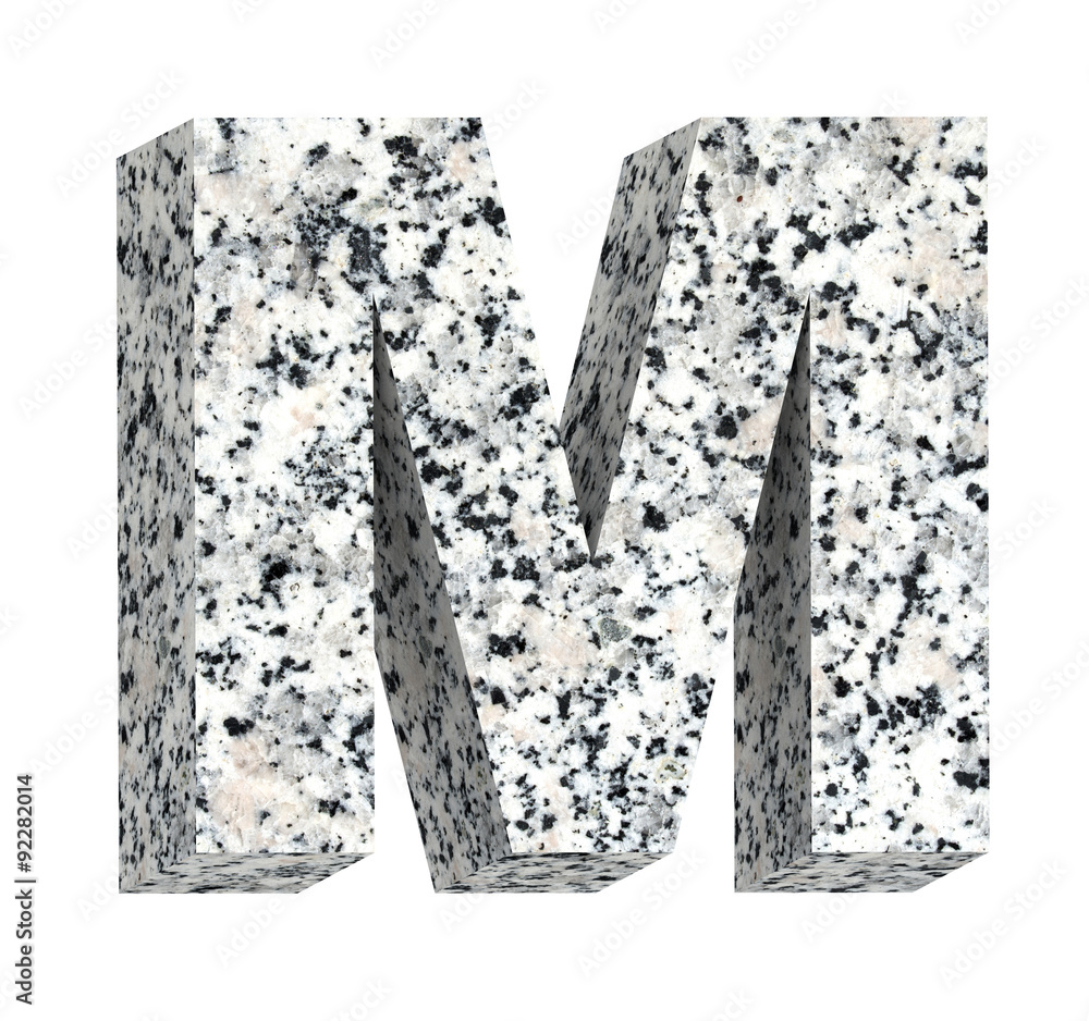 Fototapete one letter from granite alphabet set isolated over white. computer generated 3d photo rendering.