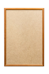 Fototapeta premium brown with gold inline Wooden frame cornice with backing board cutout on white background