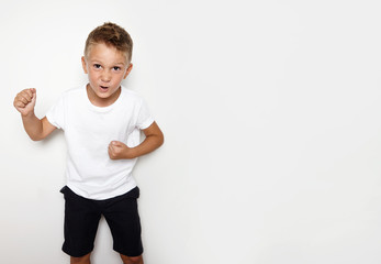 Mock up of funny young hooligan showing some angry emotion