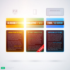 Shiny layout with three vertical options. EPS10