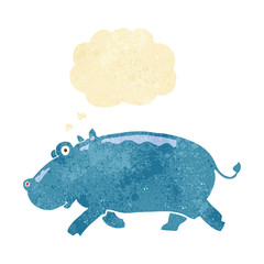 cartoon hippopotamus with thought bubble