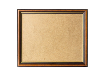 brown with gold inline Wooden frame cornice with backing board cutout on white background