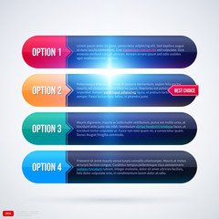 Four horizontal options with glowing lights on white background. EPS10