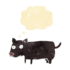 cartoon little dog with thought bubble