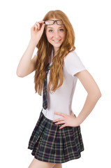 Fototapeta premium Young smiling student female isoltaed on white