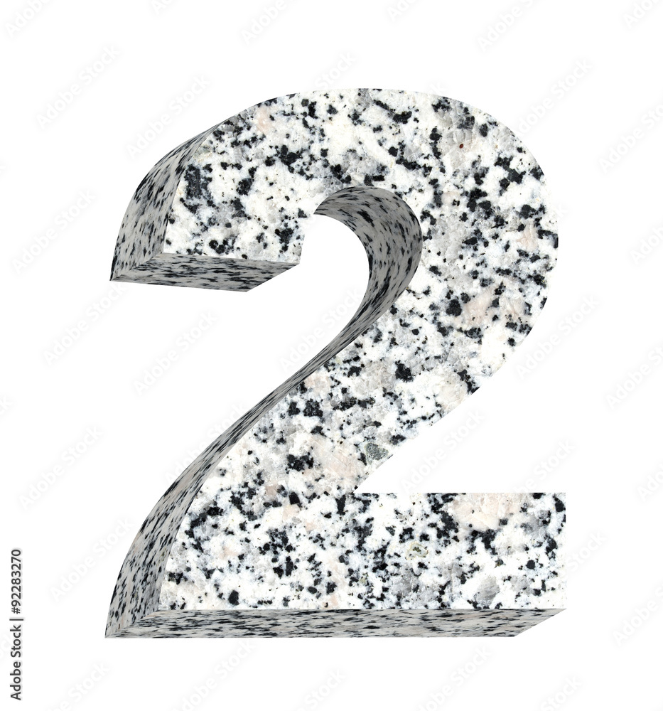 Fototapete number from granite alphabet set isolated over white. computer generated 3d photo rendering.