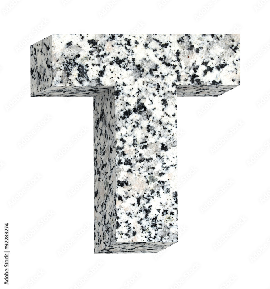 Fototapete one letter from granite alphabet set isolated over white. computer generated 3d photo rendering.