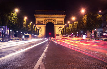 Fototapeta na wymiar Paris, Champs-Elysees at night