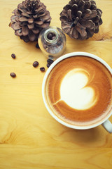 Vintage latte art coffee