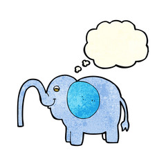 cartoon elephant squirting water with thought bubble