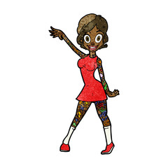 cartoon woman with tattoos