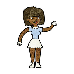 cartoon girl waving
