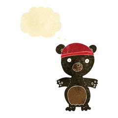 cartoon cute black bear with thought bubble