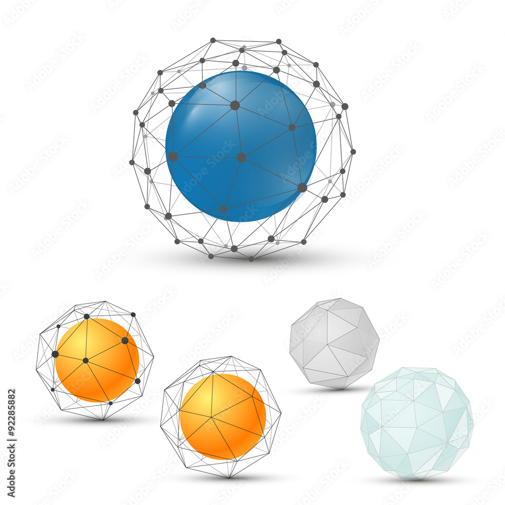 Aufkleber abstract vector sphere. connection structure. geometric modern technology concept.