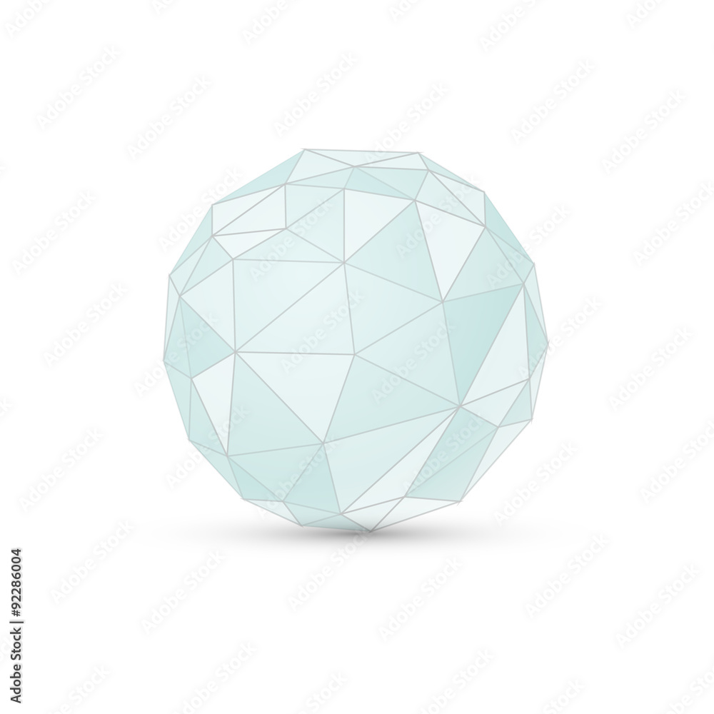 Aufkleber Abstract geometric spherical shape from triangular faces with geometric background.
