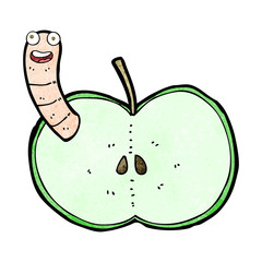cartoon apple with worm
