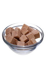 Brown cane sugar cubes  isolated on white with Clipping Path