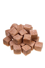 Brown cane sugar cubes  isolated on white with Clipping Path