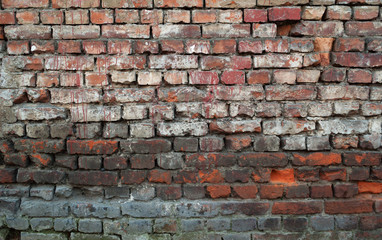 Texture of old red brick wall