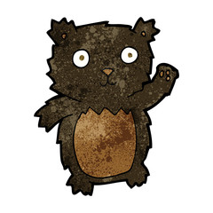 cartoon waving black bear cub