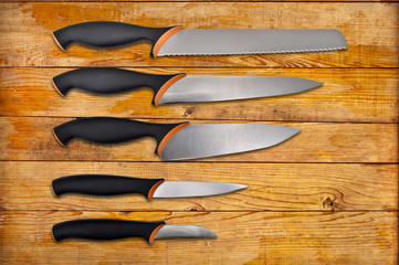 Set of kitchen knives