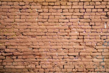 Texture of old red brick wall