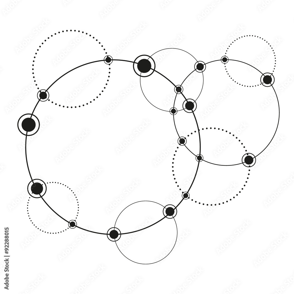 Leinwandbilder Network. Abstract background with dots and circles. Connection Concept. Digital data visualization. Social network graphic concept. Geometric technology vector background.
