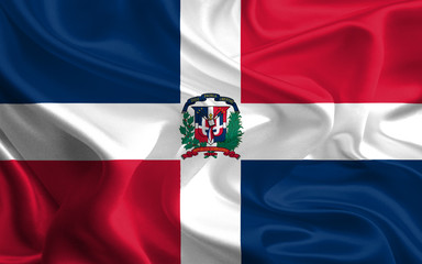 Fototapeta premium Waving Fabric Flag of Dominican Republic