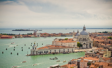 Fototapeta na wymiar Panoramic view of Venice from San Marco bell tower, Italy