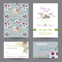 Invitation or Greeting Card Set - for Wedding, Baby Shower 