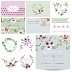 Scrapbook Design Elements - Baby Shower Flower Theme - in vector