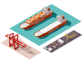 Obraz premium Vector isometric cargo port elements