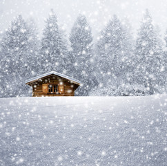 Schiohütte im Schnee