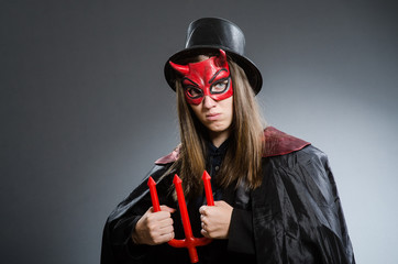Funny devil in halloween concept