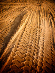 Tire tracks on the sand