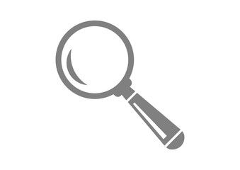 Grey magnifier icon on white background