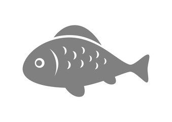 Grey fish icon on white background