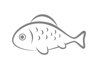 Grey fish icon on white background