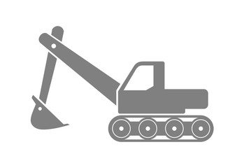 Grey excavator icon on white background