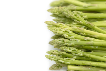 Fresh green asparagus on white background