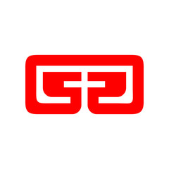 Fototapeta premium Interlocking 52 Red Modern Lettermark | Minimalist Cross Symbol on Bold Rectangular Logotype