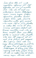 Hand writing page notes - latin text Lorem ipsum